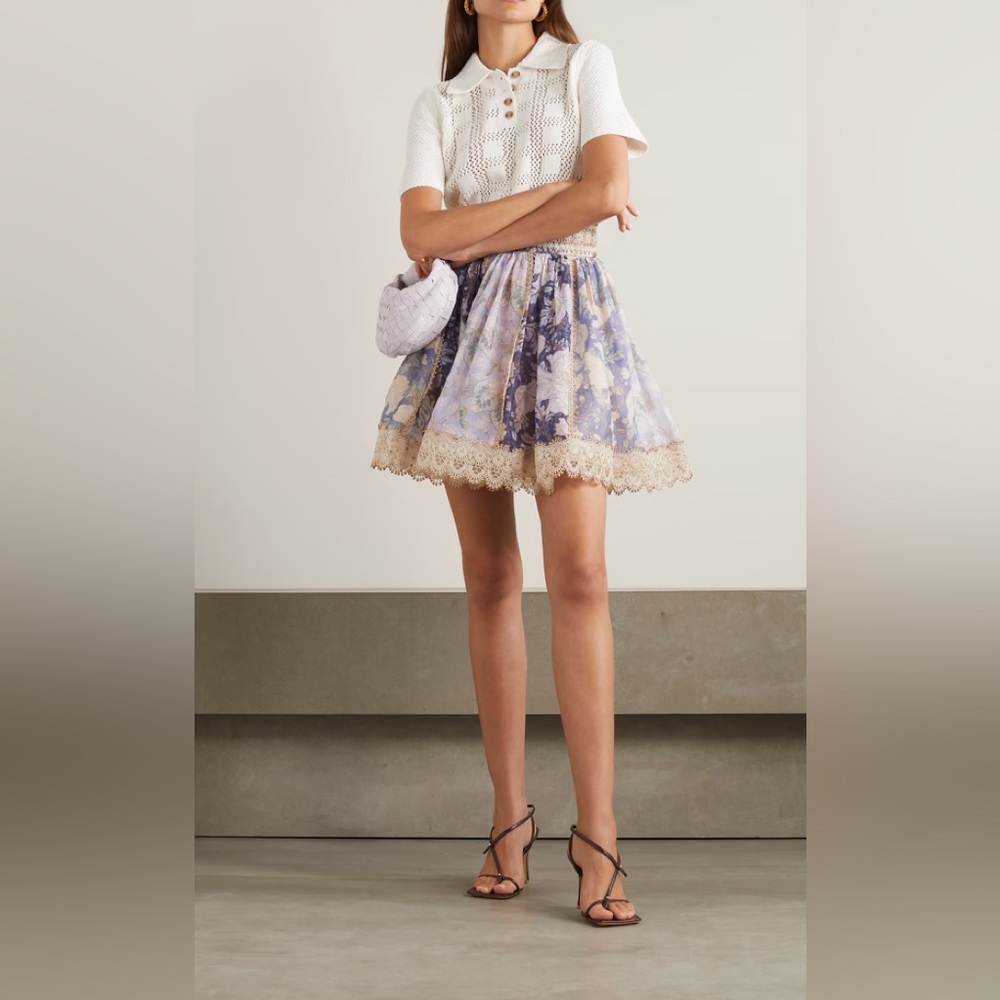 Zimmermann celestial lace panel mini skirt size 0